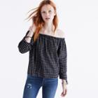 Madewell Plaid Off-the-shoulder Top