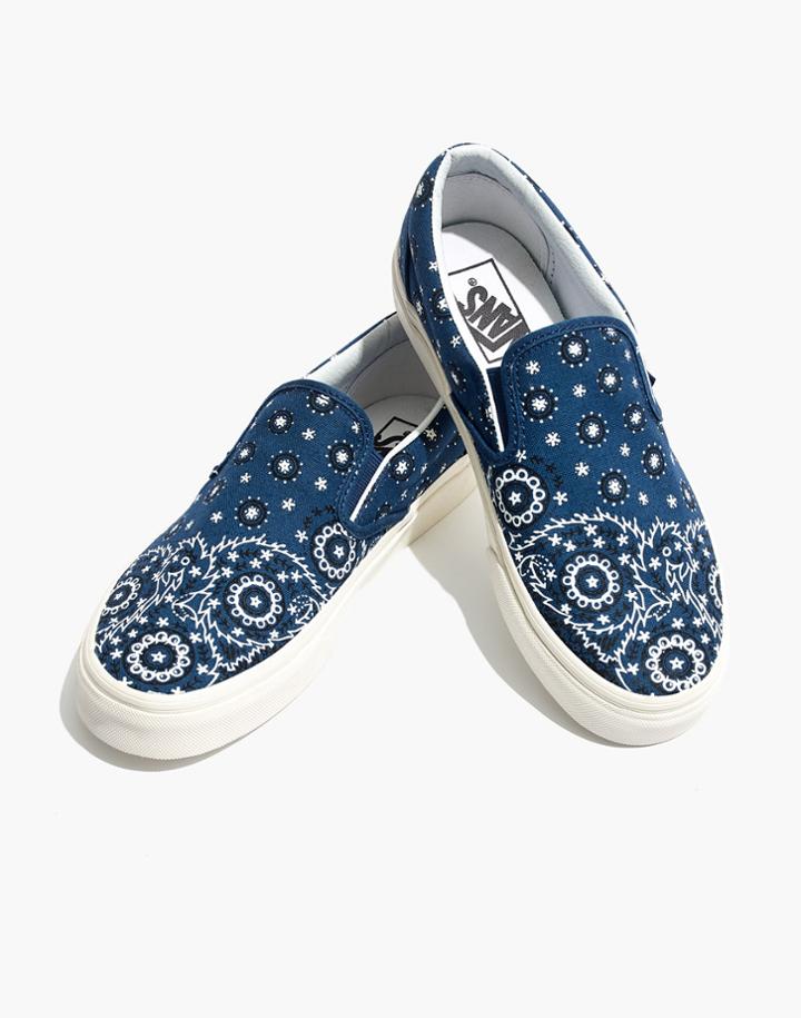 Madewell Madewell X Vans Unisex Classic Slip-on Sneakers In Bandana Print