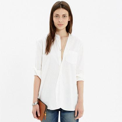 Madewell Rivet & Thread Collarless Workshirt In Pure White