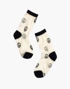 Madewell Madewell X Hansel From Basel Sheer Crew Socks In Peace Signs