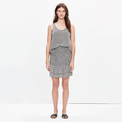 Madewell Silk Smocked Skirt In Triangle Field