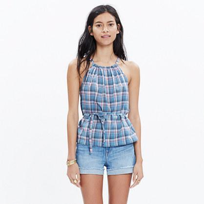 Madewell Rivet & Thread Plaid Tie Top