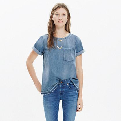 Madewell Denim Drop-hem Tee In Edna Wash