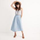 Madewell Palisade Button-front Midi Skirt In Indigo