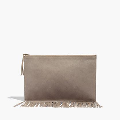 Madewell The Leather Fringe Pouch Clutch In Boulder