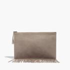 Madewell The Leather Fringe Pouch Clutch In Boulder