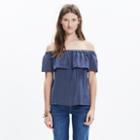 Madewell Silk Balcony Off-the-shoulder Top In Stripe
