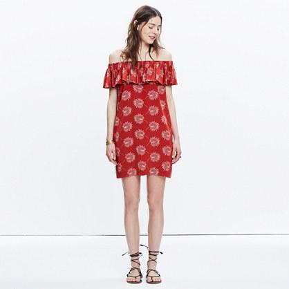 Madewell Silk Off-the-shoulder Dress In Palmflower