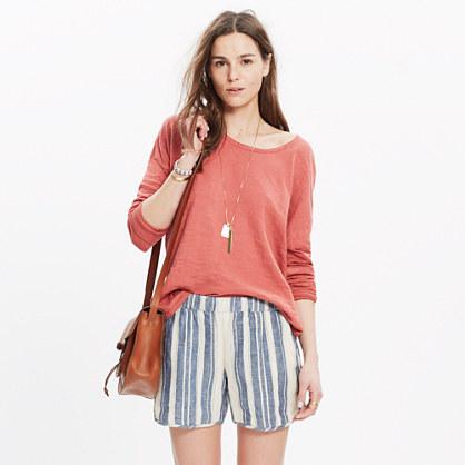 Madewell Pull-on Shorts In Indigo Stripe