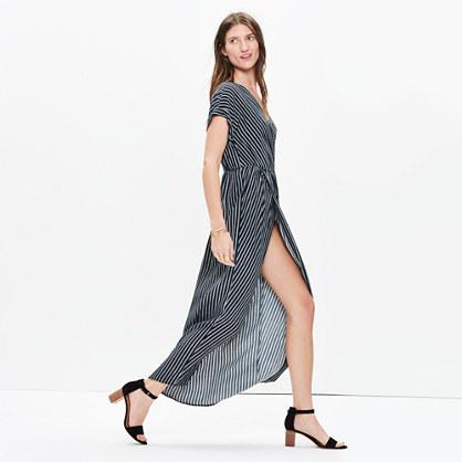 Madewell Wrap-front Maxi Dress In Stitch Stripe