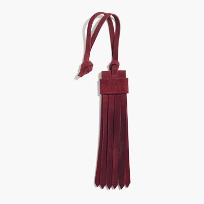 Madewell Suede Fringe Bag Tag In Dark Cabernet