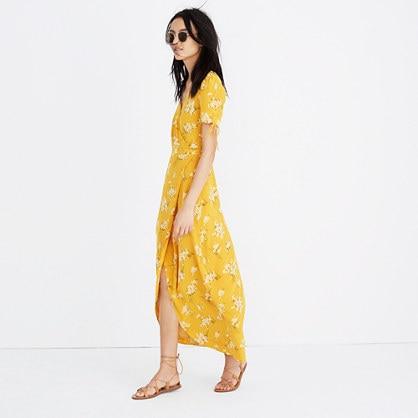 Madewell Silk Wrap Maxi Dress In Butterfly Garden