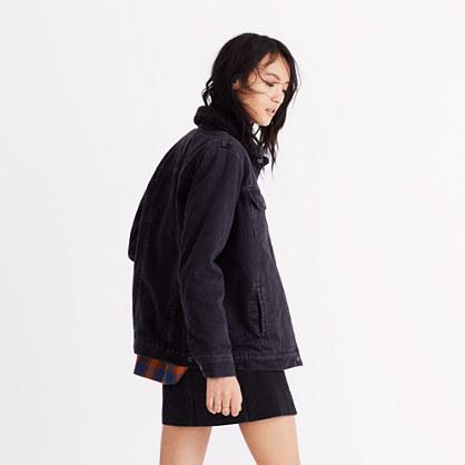 Madewell The Oversized Jean Jacket In Gallagher Black: Sherpa Edition
