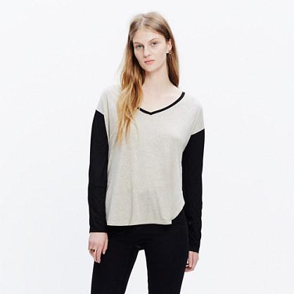 Madewell Anthem Long-sleeve V-neck Tee In Colorblock