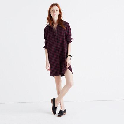 Madewell Flannel Side-button Shirtdress In Jensen Plaid