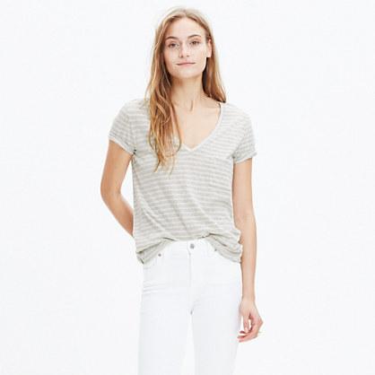 Madewell Whisper Cotton V-neck Pocket Tee In Albury Stripe