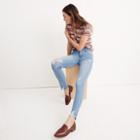 Madewell 9 High-rise Skinny Jeans In Ontario Wash: Distressed-hem Edition