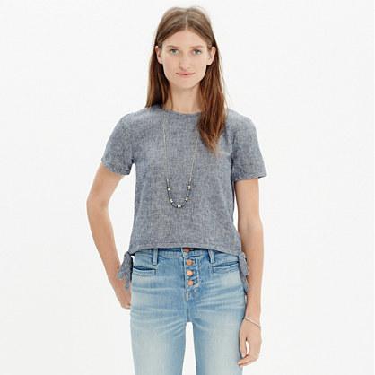 Madewell Chambray Side-tie Crop Tee