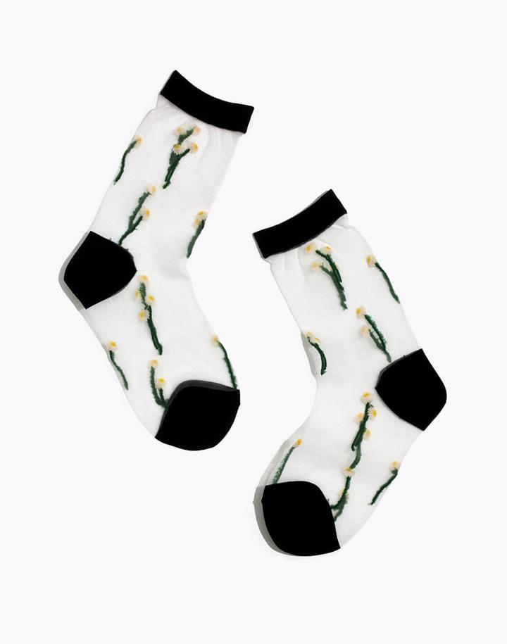 Madewell Madewell X Hansel From Basel Sheer Crew Socks In Daisies