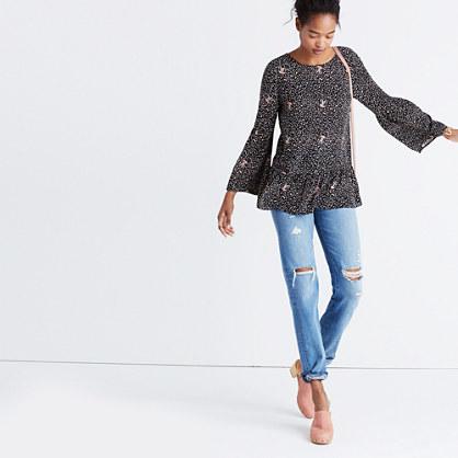 Madewell Silk Fiesta Paisley Bell-sleeve Top