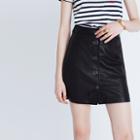 Madewell Leather Button-front Skirt