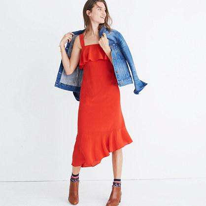 Madewell Silk Ruffle Tank Dress