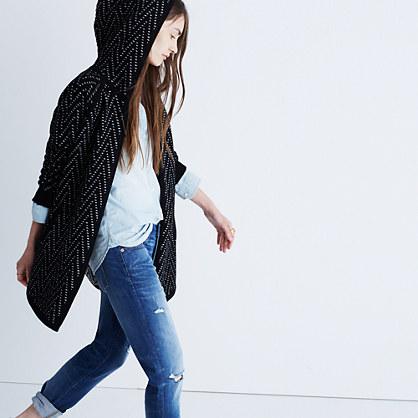 Madewell Hooded Herringbone Cardigan Sweater