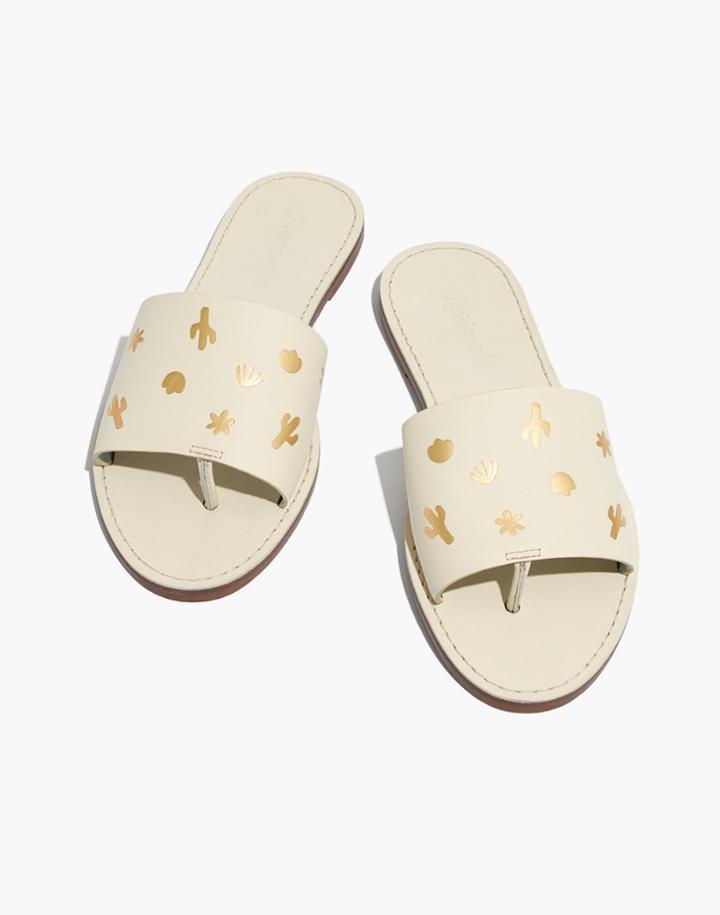 Madewell The Boardwalk Post Slide Sandal: Cactus Embossed Edition