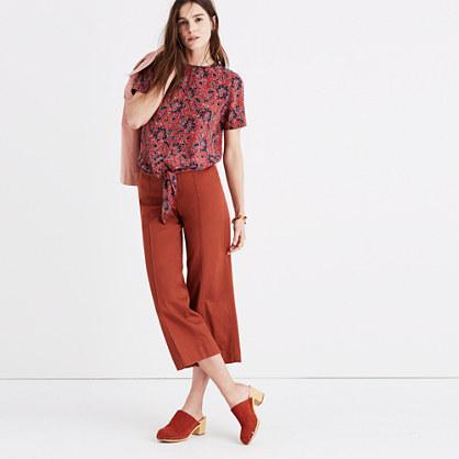 Madewell Silk Button-back Tie Tee In Assam Floral