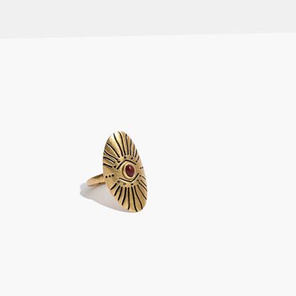 Madewell Etched Shield Ring In Gold-tone