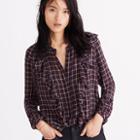 Madewell Plaid Ruffle-front Top