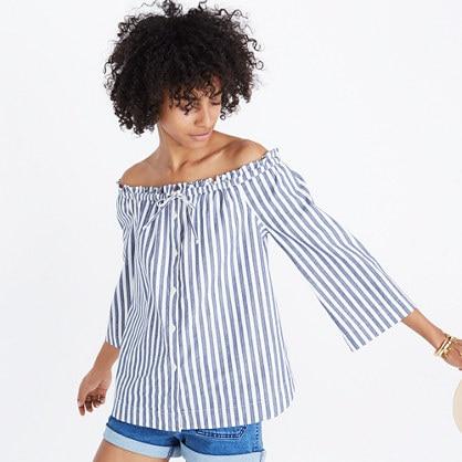 Madewell Shimmer Stripe Off-the-shoulder Top
