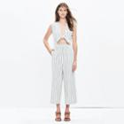 Madewell Tie-front Culotte Jumpsuit In Ikat Stripe