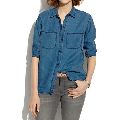 Madewell Indigo Linen Ex-boyfriend Shirt