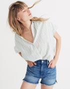 Madewell Central Shirt In Mint Stripe