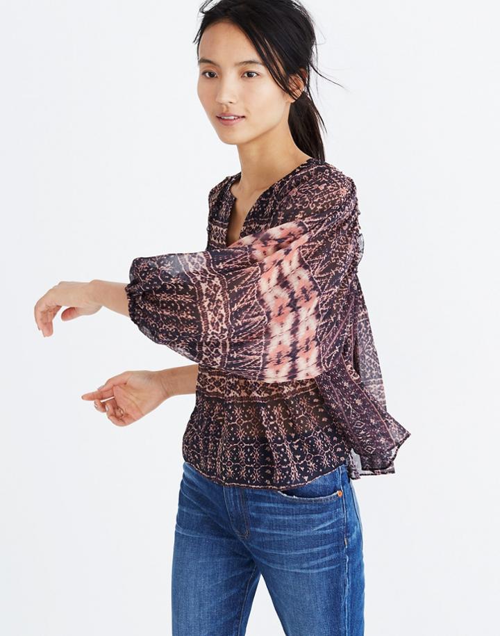 Madewell Ulla Johnson Silk Belen Printed Peasant Top