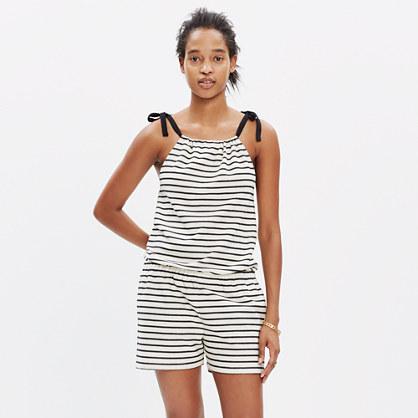 Madewell Tie-shoulder Romper In Stripe