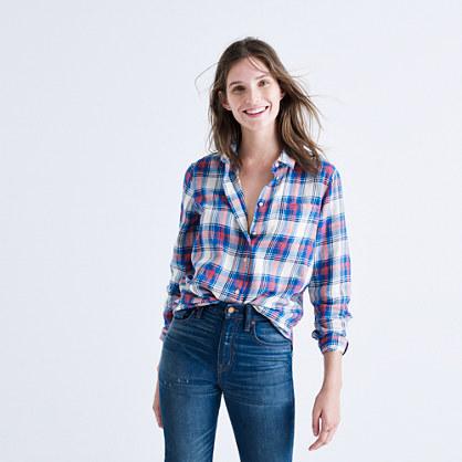 Madewell Shrunken Ex-boyfriend Shirt In Costello Plaid