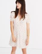 Madewell Silk Clover Button-front Dress In Fresh Strawberries