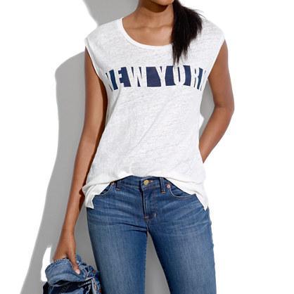 Madewell Linen Ny Stencil Muscle Tee