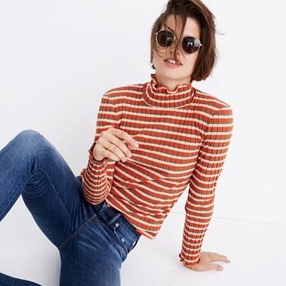 Madewell Ribbed Turtleneck Top In Stripe