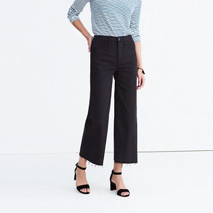 Madewell Wide-leg Crop Jeans In True Black: Drop-hem Edition