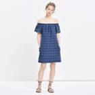 Madewell Plaid Off-the-shoulder Dress