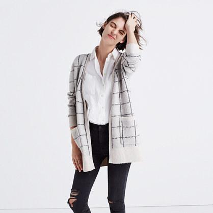 Madewell Ryder Cardigan Sweater In Bird's-eye Windowpane