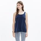 Madewell Silk Lookout Bow-back Top In Deep Navy