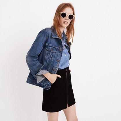 Madewell Denim Utility Zip Skirt In Black Frost