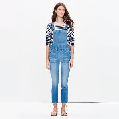 Madewell Skinny Crop Overalls In Hewitt Wash