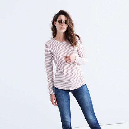 Madewell Whisper Cotton Long-sleeve Crewneck Tee In Howell Stripe