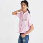 Madewell Short-sleeve Tie-front Top In Paris Pink