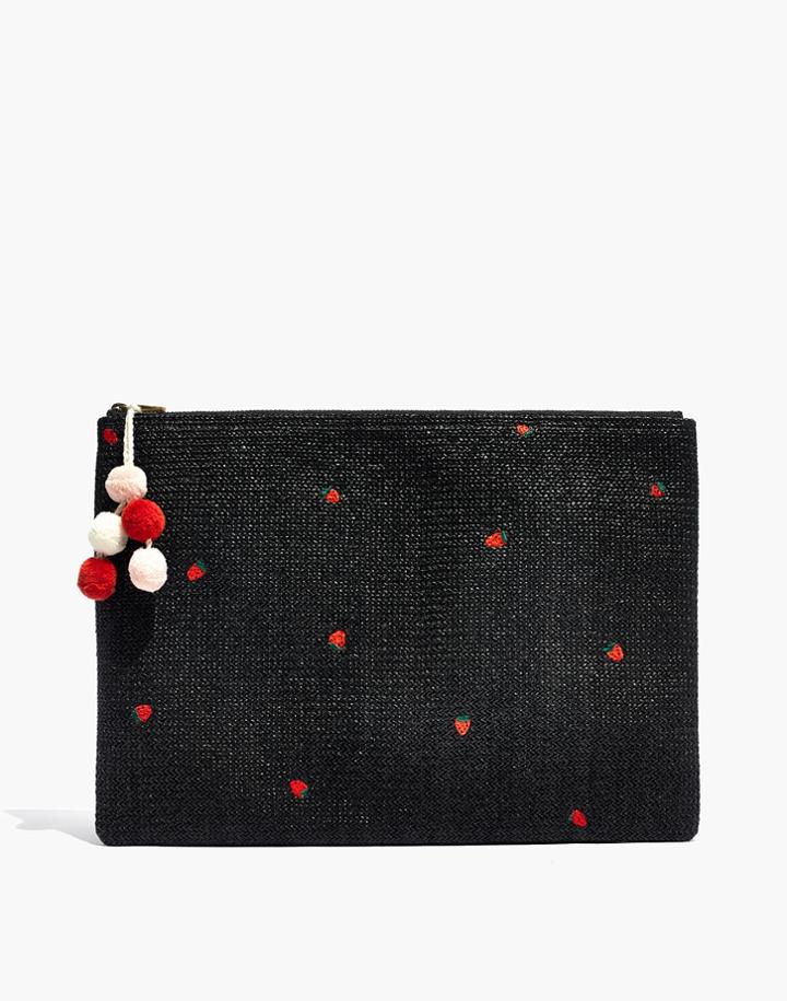 Madewell Oversized Embroidered Straw Pouch